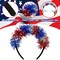2 Pcs 4th of July Headband for Women, Adjustable Independence Day Pom Pom Hairband, Red White and Blue Patriotic Tinsel Headwear for Memorial Day Decoration Hair Accessories Party Favors